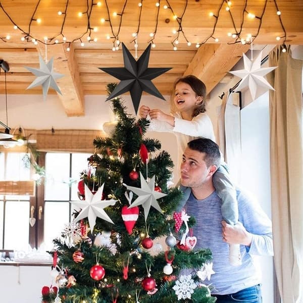 Foldestjerner, 30 cm Julestjerne Papirstjernesæt Juletræ - 5 stk.