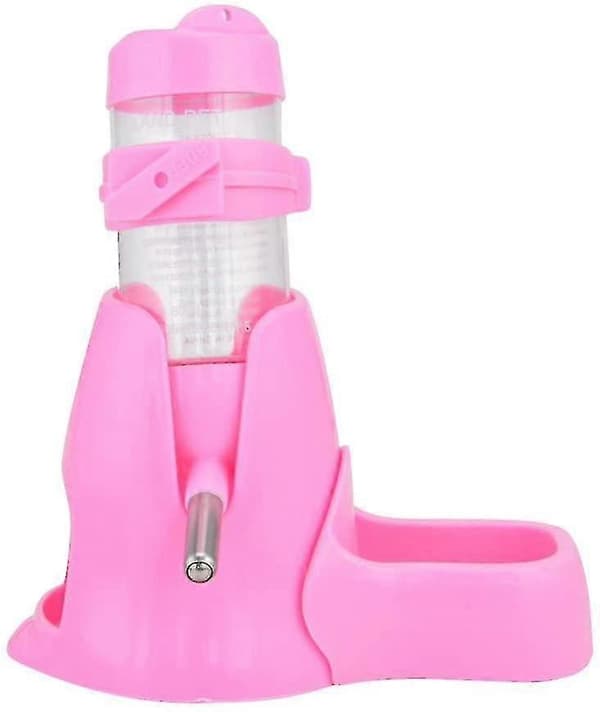 Liten vattenflaska för husdjur + 80 ml vattenflaska, plastdrickare för hamstrar, rosa