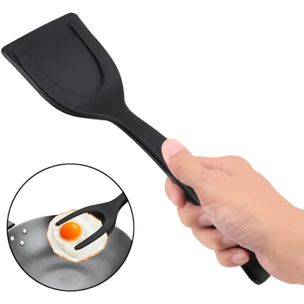 2x Omelett Dobbelspatel, 2 i 1 Silikonegg Vender Klips Varmebestandig Pannekakespatel Non-stick Kokepinsett for Matgrep og Vending