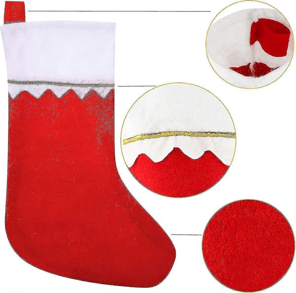 24-pack Julstrumpor Bulk 38 cm Röda Filt Julstrumpor Stora Julstrumpor