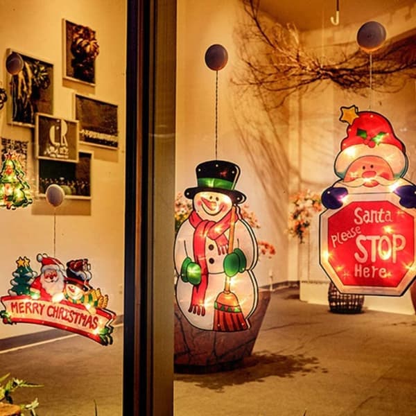 LED Snømann Vinduslys, Batterifri Juledekor