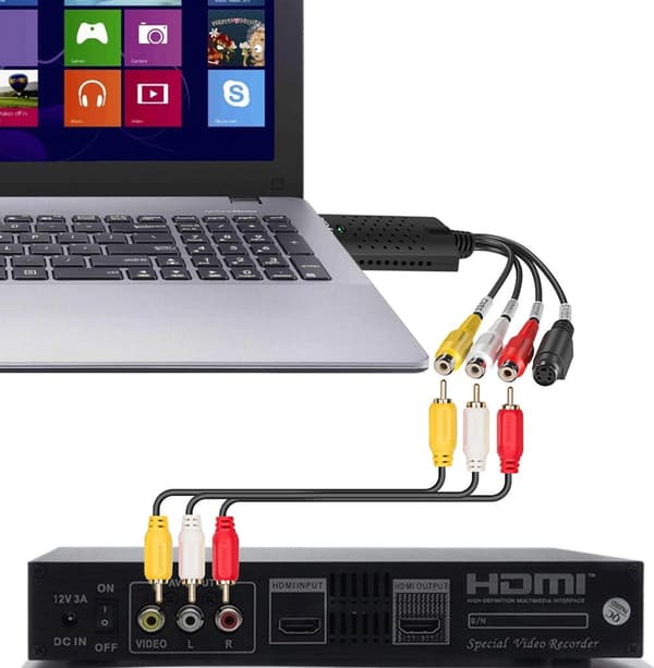 Audio Video Converter Grabber Videokamera Videoadapteri VCR-muunnin