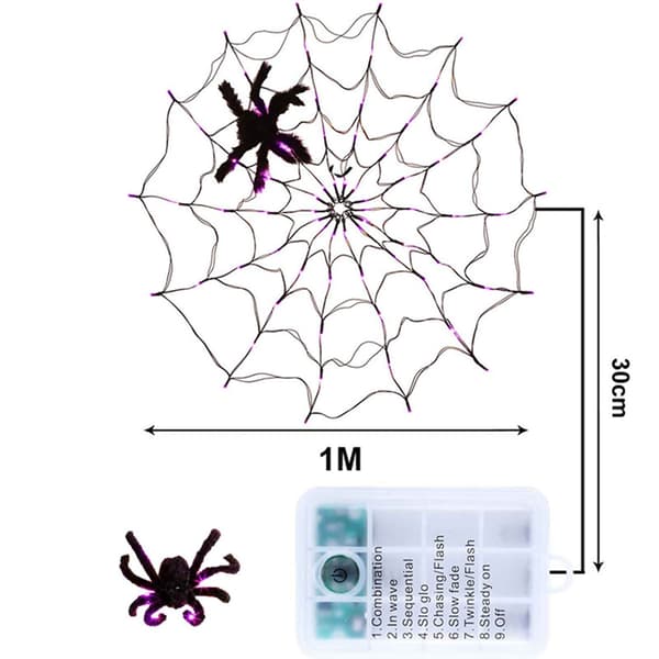 Halloween spindelnätsdekorationsljus, lila