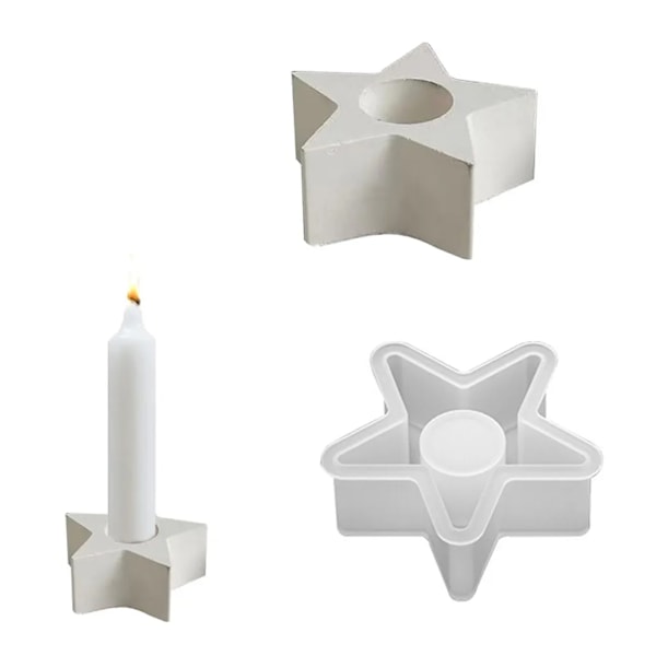 Silikonform lysestager, DIY lysform, form lysestager, stavlysestøtte (femtakset stjerne)