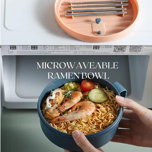 2 Mikrovågsugn Ramen Skålar m/ Lock – Diskmaskinssäker Soppskål för Studenter