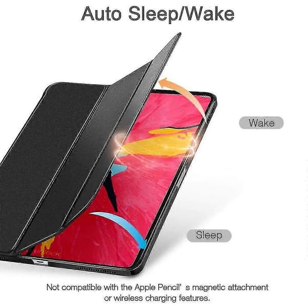 Magnetisk Smart Case til iPad Pro 12.9-tommer 3. generation med understøttelse af blyantopladning - Sort