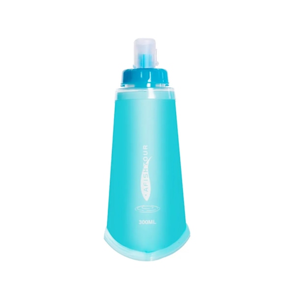 300 ml myk sportsflaske i T人造皮革, sammenleggbar for turgåing, sykling og klatring