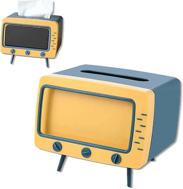 Retro TV Tissue-Box & Telefonställ – Multifunktionell Köks-/Badrumsinredning