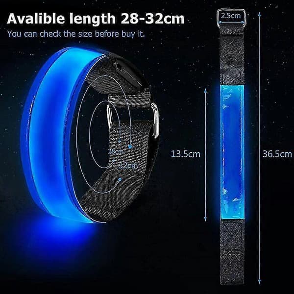 2-pak USB LED Armbånd, Justerbart Reflekterende Løbelys