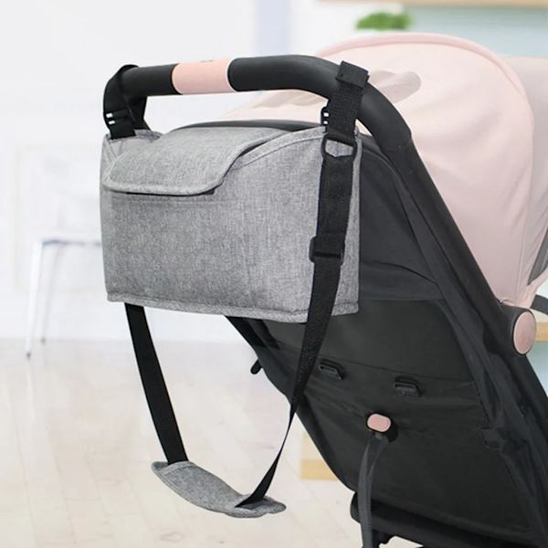 Baby Stroller Organizer Bag Buggy Henge Baby Bag Stroller Cup Holder, Enkelt festet til de fleste barnevognhåndtak, Farge Svart