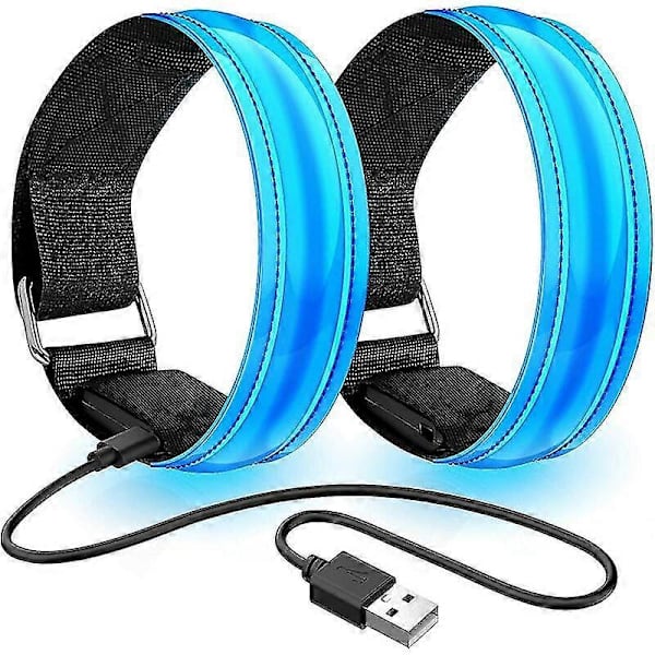 2-pack USB LED-armband, justerbart reflexlöpningsljus