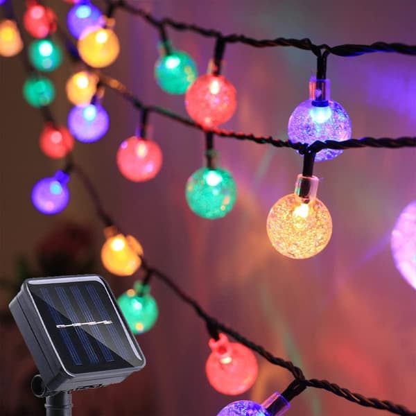 20 LED krystallkule solcellelyssnor superlysende utendørslys med 8 lysmoduser vanntett