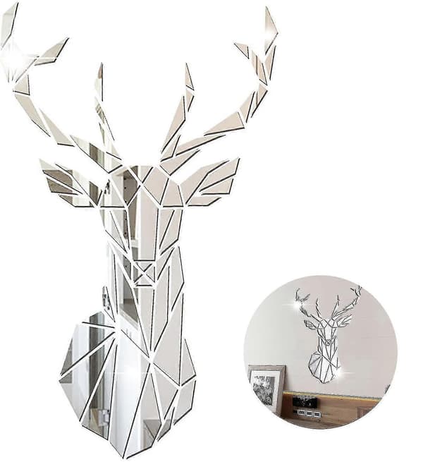 3D Spegel Älg Väggdekal – DIY Konstdekal TV/Soffa Bakgrund
