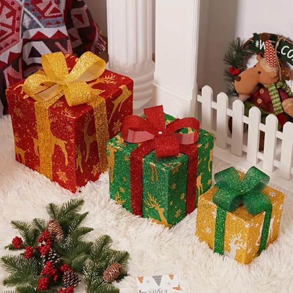 Julbelysnings-presentask, 3-pack, in- och utomhusdekoration