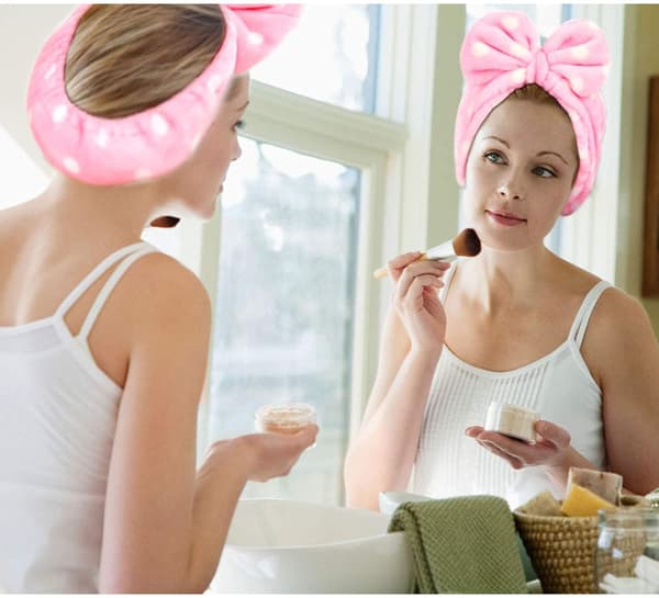 Sæt med 2 søde elastiske knudehovedbånd til ansigtsrensning, søde håndklæde-hovedbånd til makeup, brusebad, spa, massage