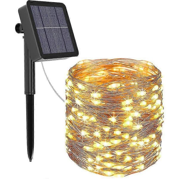 Udendørs solcelle lyskæde, 11 meter, 100 LED'er, 8 tilstande, vandtæt kobbertråd fe lys