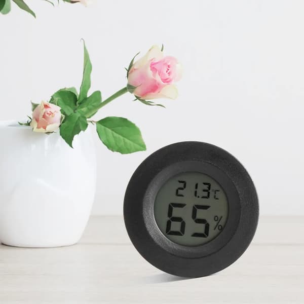 4× Mini Digitalt Termometer Indendørs Rundt med Hygrometer Høj Præcision, Sort