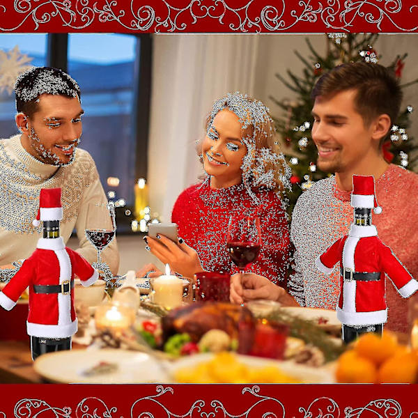 Tomte-hatt Vinflaskfodral, Kappa Presentpåse, Julbord