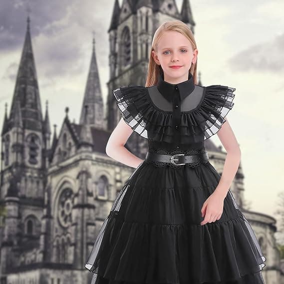 Halloween kostumer, sorte gotiske maskerade kostumer til piger, sort*160CM