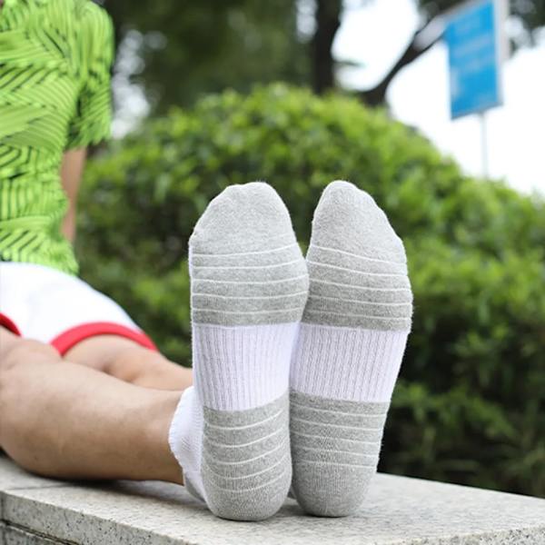 6 par sneakersokker til kvinder og mænd, sportsstrømper med polstring, åndbare bomuldssokker (hvid, L43-46)