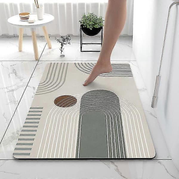 40×60 cm Grå Diatomitt Badematte, Absorberende Sklisikker