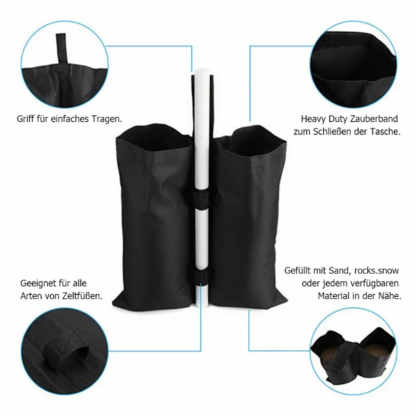 4-pack vattentäta och vindtäta viktade sandsäckar, starka