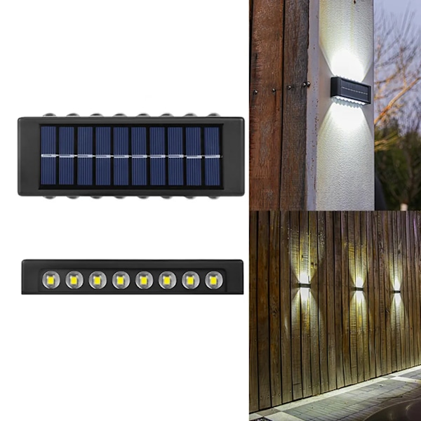 Garden lights, solar garden wall lights, white light 16 LED wall light up and down light decorative wall lighting waterproof, for patio stairs