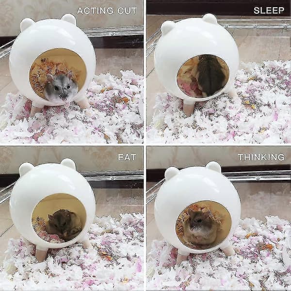 Hamster Hideout, Hamsterhus Habitat Dekoration, Egnet til Dværg Hamster Syrisk Hamster (Hvid)