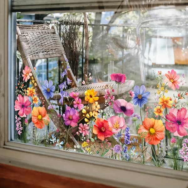 Färgglada blommiga väggdekaler, heminredning, avtagbar