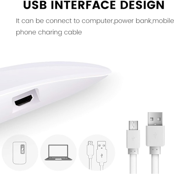 Mini LED -kynsilamppu, kompakti ja kevyt, USB-kaapelilla