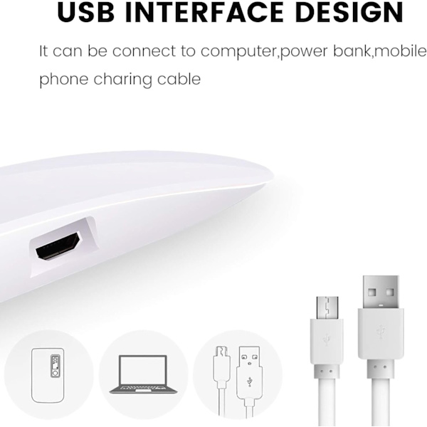 Mini LED-neglelampe, kompakt og lett, med USB-kabel