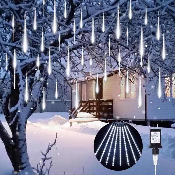 10-Rör 240-LED Meteorregn Ljus – Vit 3,5M Utomhus Jul/Gran