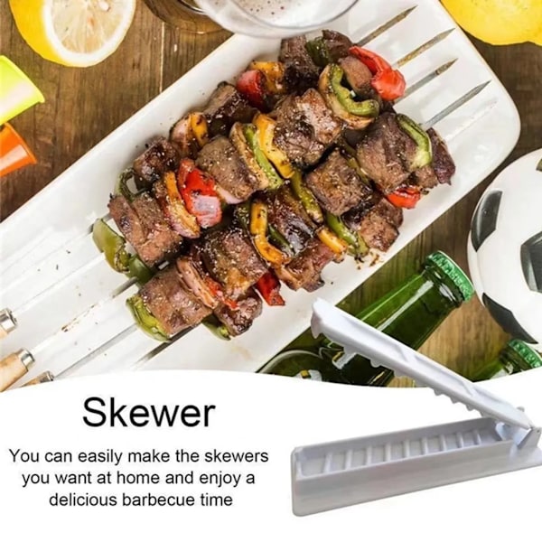 2x 11 tum lång pressform, manuell form, turkisk shashlik, för grillpicknick, tjock plast BPA-fri (vit)