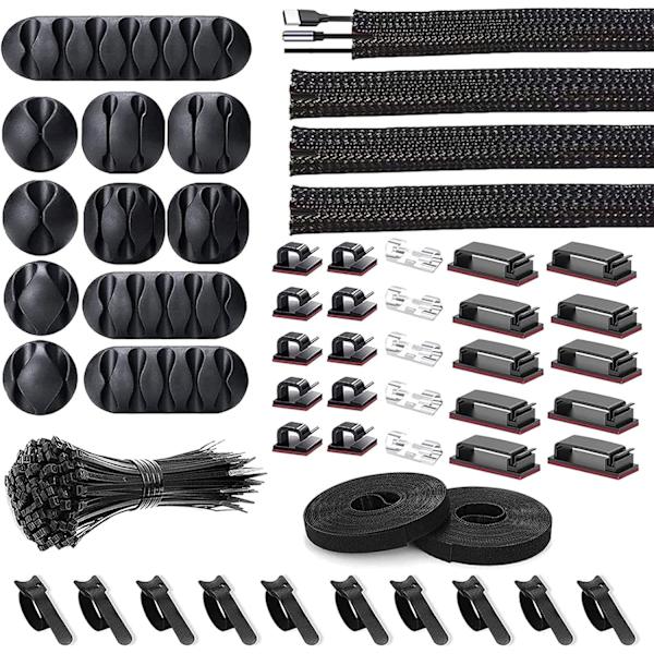 [152 dele] Kabelstyring Organizer Kit (Sort)