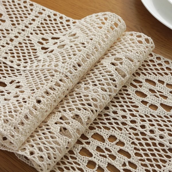 Bordslöpare Boho, 24x220CM Boho-dekoration, bordslöpare beige med tofsar, för dekoration Boho, bröllop, möhippa, matbordskopia