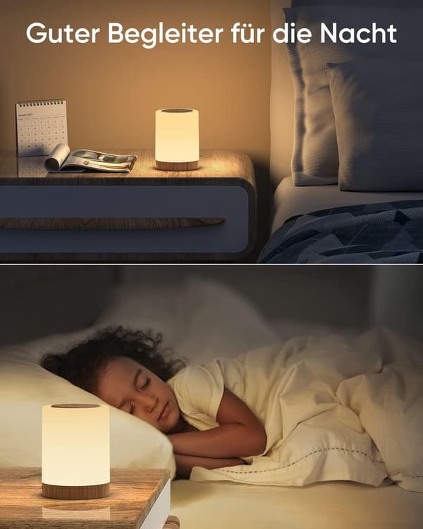 Touch 10-farvet LED Sengelampe – Batteri Timer Natlampe til Børn