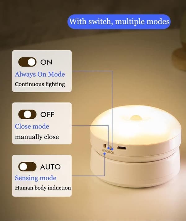 LED nattlampa USB-laddning, 1 styck