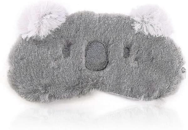 Sød Dyreplush Søvnmaske, Blød Plush Øjenmaske med 3D-ører, Grå Koala, Velegnet til Børn