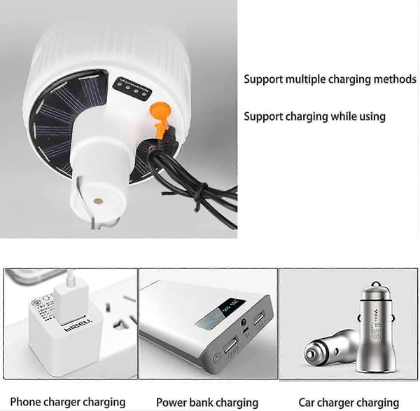 Solar Multifunktionel LED Nødlyspære med USB-opladning
