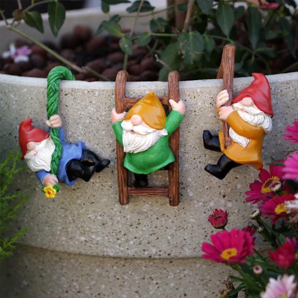 3 st inomhus- och utomhus trädgårdsfigurer
