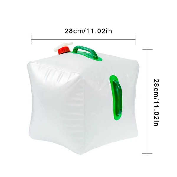2x Hopvikbar Vattenkanna, 20L Vattenflaska med Kran och Bärhandtag, Bärbar Dricksvatten Vattenpåse, Hopvikbar Kanna Vattenpåse