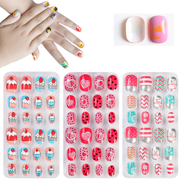 3 set med söta nageldekaler för barn