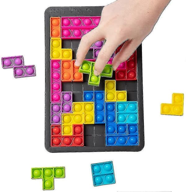 Tryck bubbla sensorisk fidget leksak, Tetris pussel leksak, pop tryck leksak, klämleksak för de som behöver stresslindring, lämplig för barn och vuxna