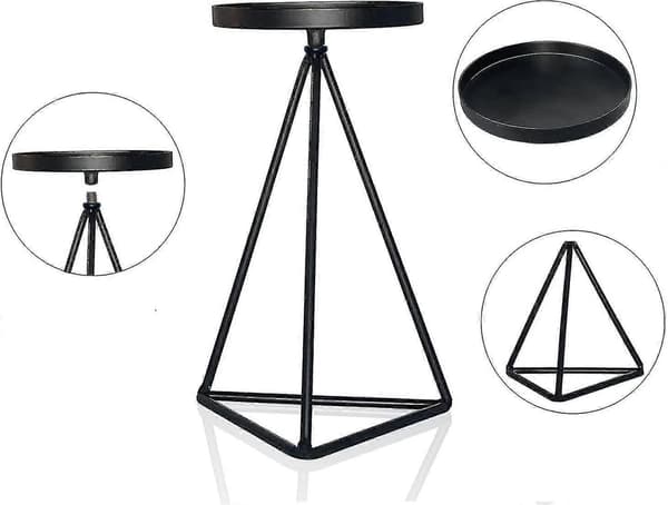 Ljusbricka i smidesjärn, geometrisk ljusstake - 3 st