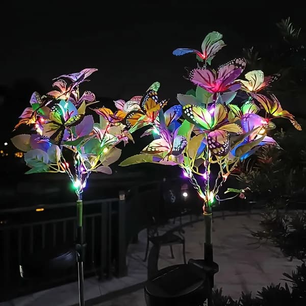 Solenergi farve LED sommerfugletræ jord indsats lampe