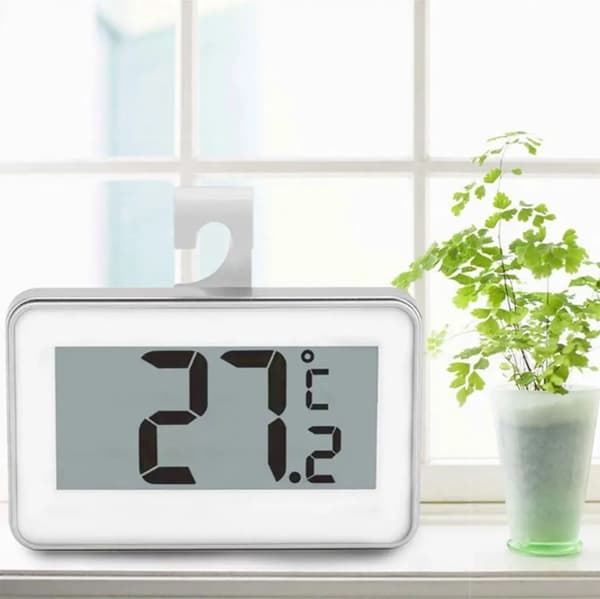 Køleskabs termometer, fryser termometer med letlæseligt LCD-display, intelligent med krog