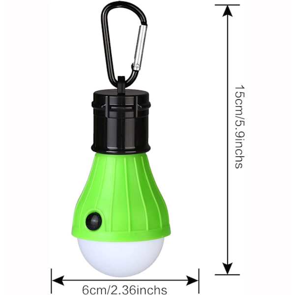 4-pack LED camping lykta med karbinhake, bärbar utomhusbelysning