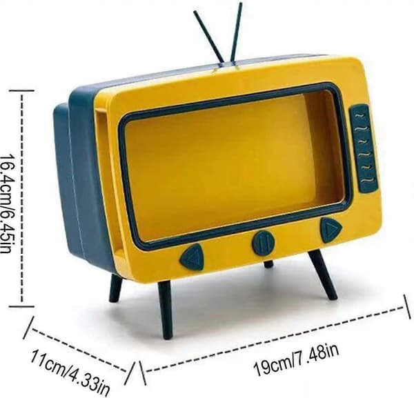 Retro TV Tissue Box Multifunksjonell Oppbevaringsboks, Mobiltelefonholder, Rosa