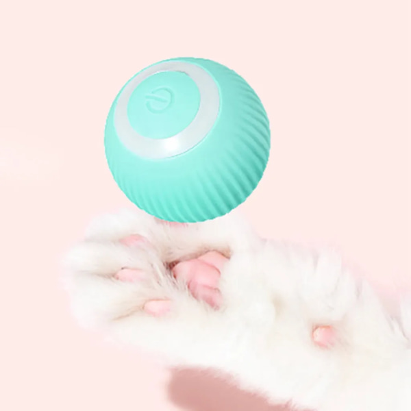 Interaktiv katt leksak, 360° själv roterande, med LED ljus, Smart Boll Automatisk Leksaker Rullande USB laddning, grön