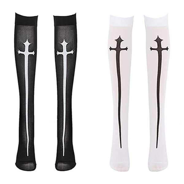 Halloween over-the-knee strømper, 2 par